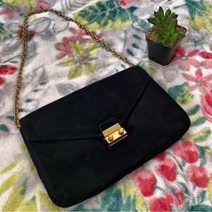 J. Crew Factory Black Clutch with Gold Accents
